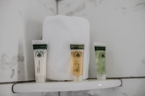 Free toiletries, hair dryer, bathrobes, towels