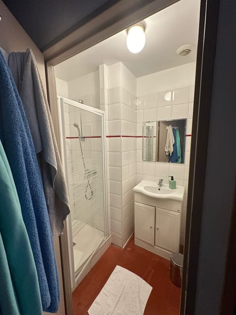 Shower, rainfall showerhead, hair dryer