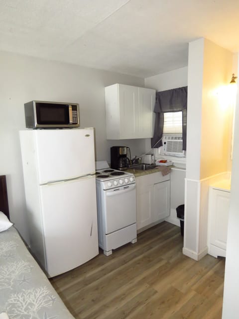 Double Room, 2 Double Beds, Partial Ocean View | Private kitchen | Fridge, microwave, oven, stovetop