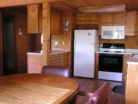 Deluxe Cabin, 2 Bedrooms, 2 Bathrooms, Lake View | Private kitchenette | Full-size fridge, microwave, stovetop, coffee/tea maker