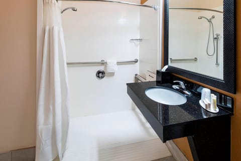 Room, 1 King Bed with Sofa bed | Bathroom | Combined shower/tub, free toiletries, hair dryer, towels