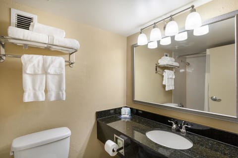 Standard Room, 1 King Bed, Non Smoking | Bathroom | Combined shower/tub, free toiletries, hair dryer, towels