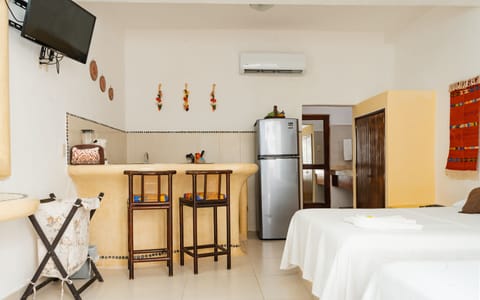 Family Studio, 2 Double Beds, Kitchen | Private kitchen | Full-size fridge, coffee/tea maker, toaster, cookware/dishes/utensils