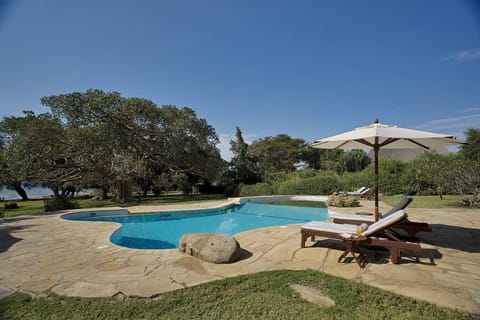 Outdoor pool, pool umbrellas