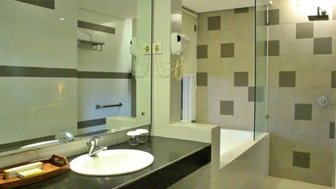 Junior Suite | Bathroom | Shower, rainfall showerhead, free toiletries, slippers