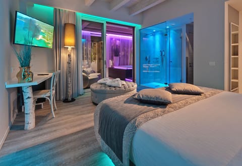 Suite Emotion with Whirpool | Minibar, in-room safe, desk, laptop workspace