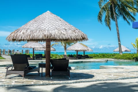 Outdoor pool, sun loungers