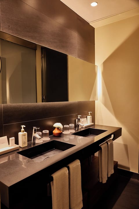 Master Suite | Bathroom | Combined shower/tub, designer toiletries, hair dryer, bathrobes