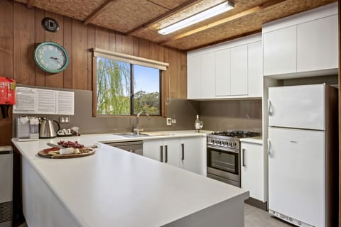 Boats and Bedzzz - The Murray Dream Houseboat (Moored Accommodation) | Private kitchen | Full-size fridge, microwave, oven, stovetop