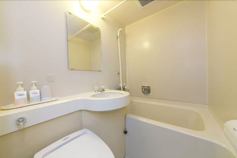 Combined shower/tub, free toiletries, hair dryer, bathrobes