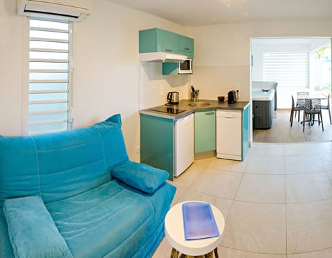 Premium Suite, 1 Bedroom, Hot Tub (Suite Eau: Oceane) | Private kitchen | Microwave, stovetop, dishwasher, espresso maker