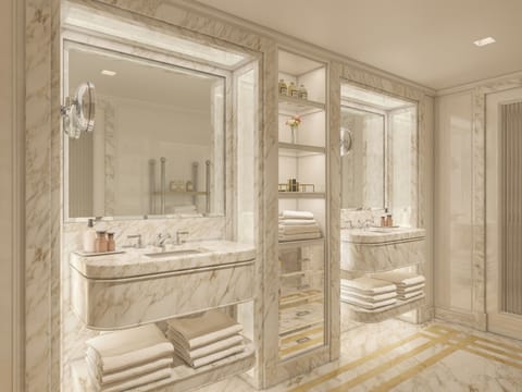 Suite (Bethesda Grandeur) | Bathroom | Shower, hair dryer, slippers, towels