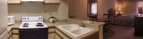 Studio | Private kitchen | Full-size fridge, microwave, oven, stovetop