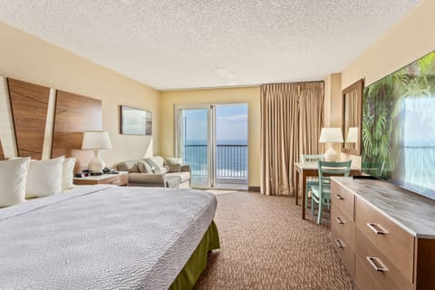 Oceanfront Room, 1 King Bed, Jetted Tub & 75'' TV | Individually decorated, individually furnished, desk, blackout drapes