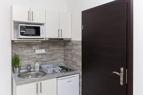 Comfort Studio, Balcony | Private kitchen | Fridge, microwave, stovetop, electric kettle