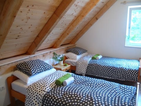 Double Room (Attic), Twin Bed | Down comforters, blackout drapes, free WiFi, bed sheets