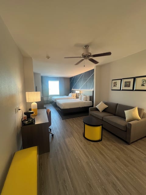 Desk, blackout drapes, iron/ironing board, free cribs/infant beds