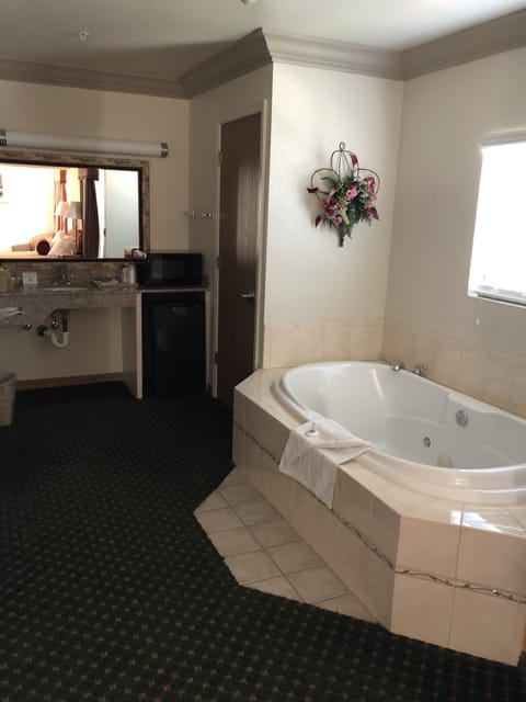 Combined shower/tub, free toiletries, hair dryer, towels