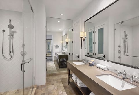 Suite, 1 King Bed | Bathroom | Combined shower/tub, jetted tub, designer toiletries, hair dryer