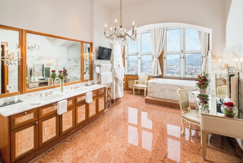 Royal Suite, 1 King Bed, Terrace, City View | Bathroom | Designer toiletries, hair dryer, bathrobes, slippers