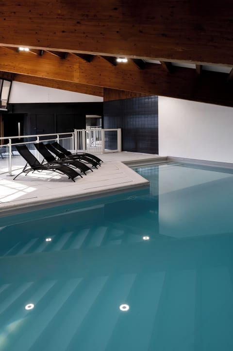 Indoor pool, open 10:00 AM to 9:00 PM, sun loungers