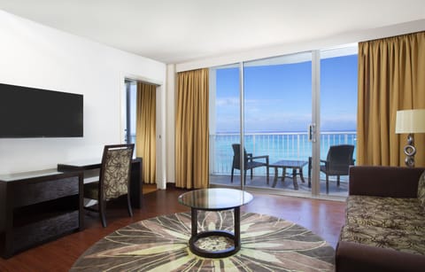 Suite, 1 Bedroom, Oceanfront | Living area | LCD TV