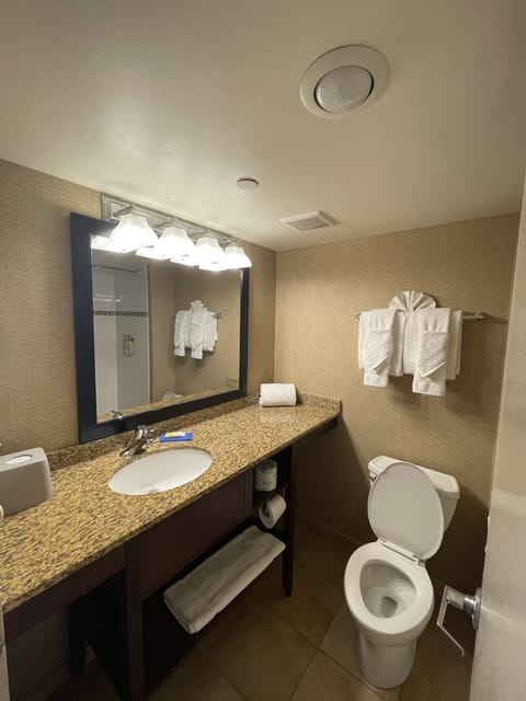 Standard Room, 2 Queen Beds | Bathroom | Combined shower/tub, free toiletries, hair dryer, towels