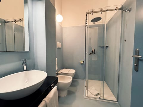 Separate tub and shower, free toiletries, hair dryer, bidet