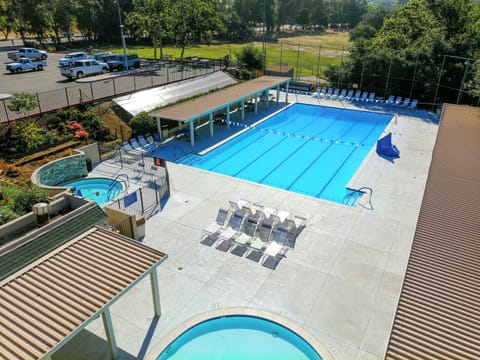 Outdoor pool, pool umbrellas