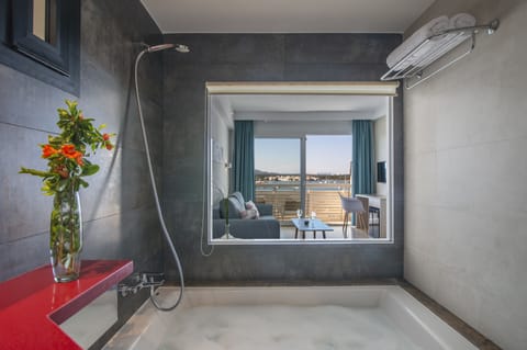 Suite | Bathroom | Shower, free toiletries, hair dryer, towels