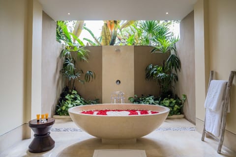 Villa Suite Garden View | Bathroom | Separate tub and shower, free toiletries, hair dryer, bathrobes