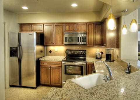 Condo, 2 Bedrooms | Private kitchen | Full-size fridge, microwave, stovetop, dishwasher