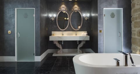 Premium Suite | Bathroom | Separate tub and shower, deep soaking tub, designer toiletries