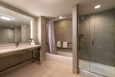 Suite, 1 King Bed, Accessible, Bathtub (Mini Fridge/Microwave) | Bathroom | Free toiletries, hair dryer, towels