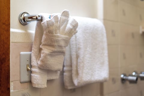 Room, 1 King Bed | Bathroom | Combined shower/tub, free toiletries, hair dryer, towels