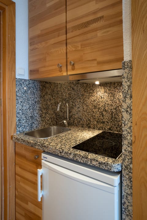 Fridge, stovetop, cookware/dishes/utensils