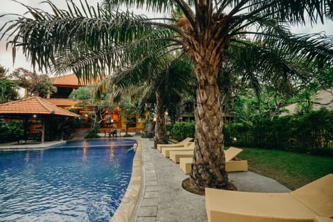 Outdoor pool, sun loungers