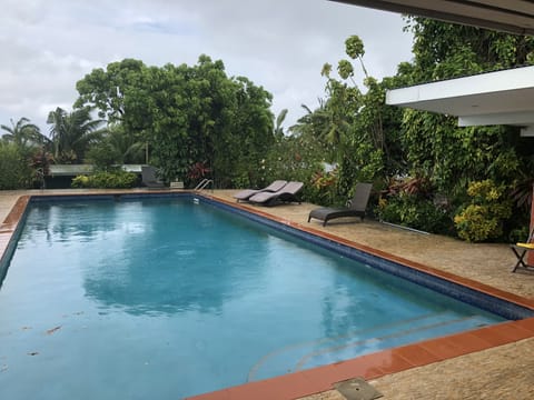 Outdoor pool, sun loungers