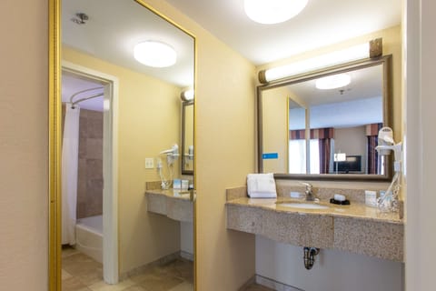 Studio, 2 Queen Beds, Accessible, Non Smoking (Mobility/Hearing accessible w/ tub) | Bathroom | Combined shower/tub, hair dryer, towels