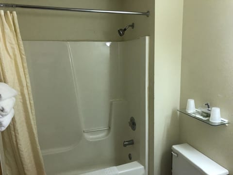 Standard Room, 2 Queen Beds, Non Smoking | Bathroom | Combined shower/tub, free toiletries, towels