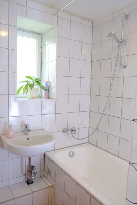 Family Room, Ensuite | Bathroom | Hair dryer, towels, soap, shampoo