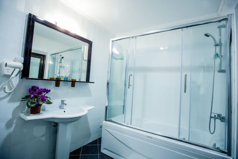 Deluxe Suite | Bathroom | Combined shower/tub, free toiletries, hair dryer, slippers