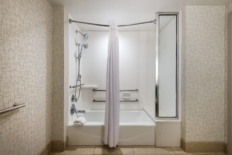 Standard Room, 2 Queen Beds, Accessible (Communications, Mobility, Access Tub) | Bathroom | Hair dryer, towels