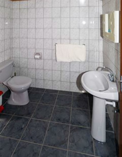 Combined shower/tub, free toiletries, hair dryer, towels