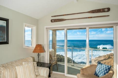 Condo, 1 Bedroom, 1 Bathroom, Ocean View (Seacliff Loft) | Living area | Flat-screen TV, fireplace, DVD player