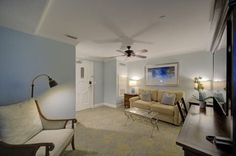 Suite, 1 Bedroom, Pool View (2 Queens) | Living area | 43-inch LED TV with digital channels, TV, iPod dock