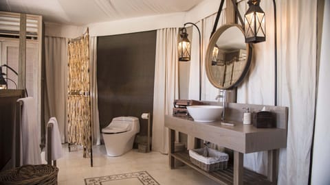 Beach Camp Tent | Bathroom | Free toiletries, hair dryer, bathrobes, slippers