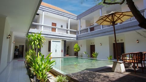 Outdoor pool, sun loungers