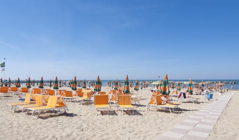 Private beach, sun loungers, beach umbrellas, beach towels