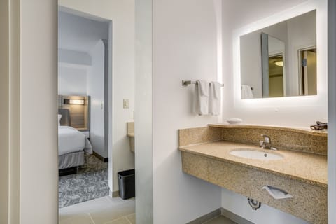 Suite, 1 King Bed with Sofa bed, Non Smoking | Bathroom | Combined shower/tub, free toiletries, hair dryer, towels